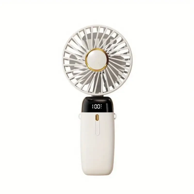 Portable Handheld Fan with 5-Level Air Volume Adjustment - USB Rechargeable, Silent and Ultra-Light with Smartphone Stand