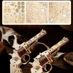 3D Wooden Puzzle Model Building Kit Mechanical Rubber Band Gun Toy DIY
