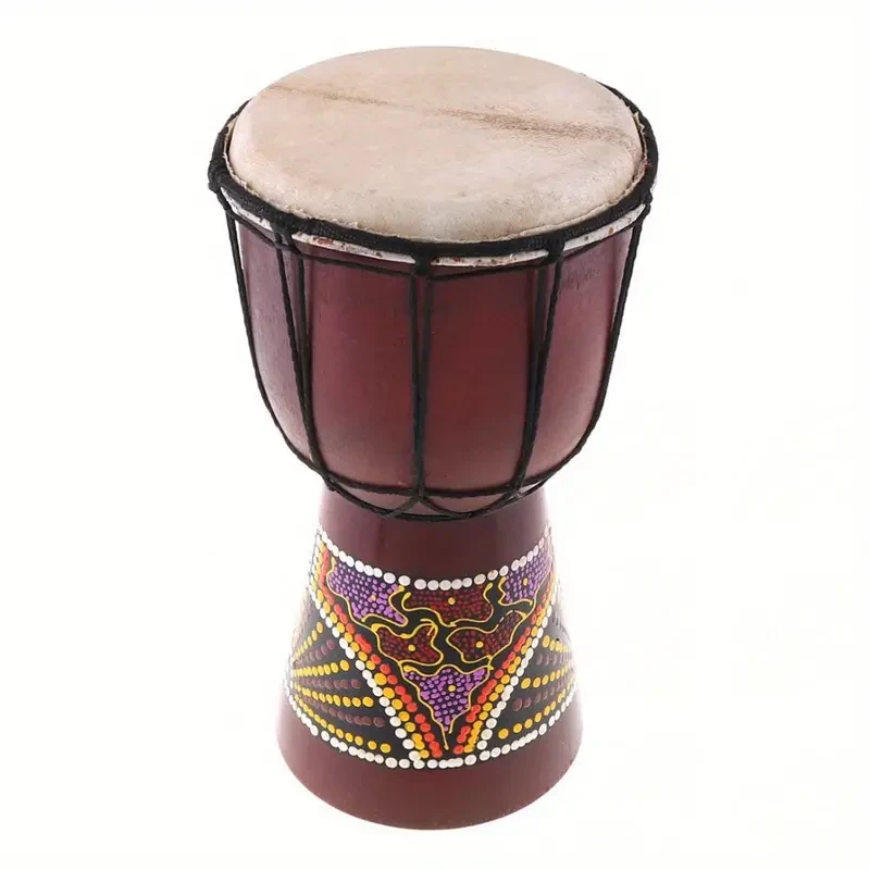 Lixada 15.24cm Hand-Carved African Djembe Drum - Solid-Wood Goat-Skin Traditional Instrument