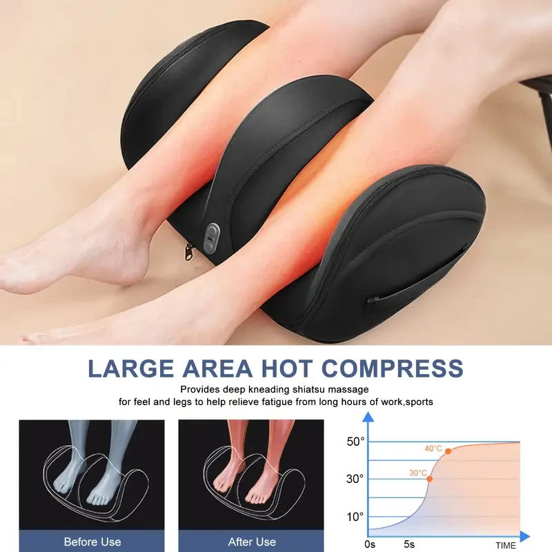AISZG Foot and Calf Massager with Heat - Rechargeable Shiatsu Therapy for Deep Tissue Relaxation