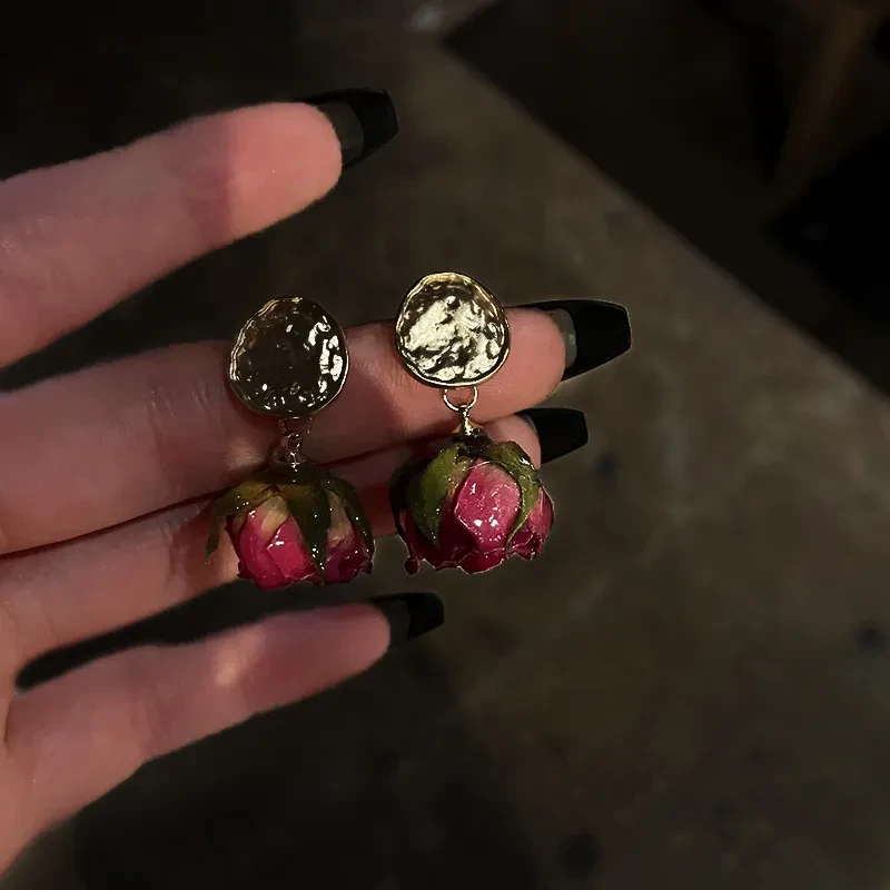 Eternal Rose Earrings Female French Style