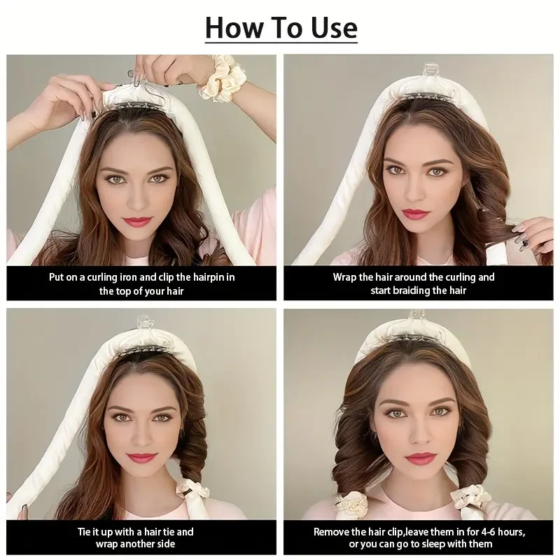 Heatless Curling Rod Headband With Hair Tie