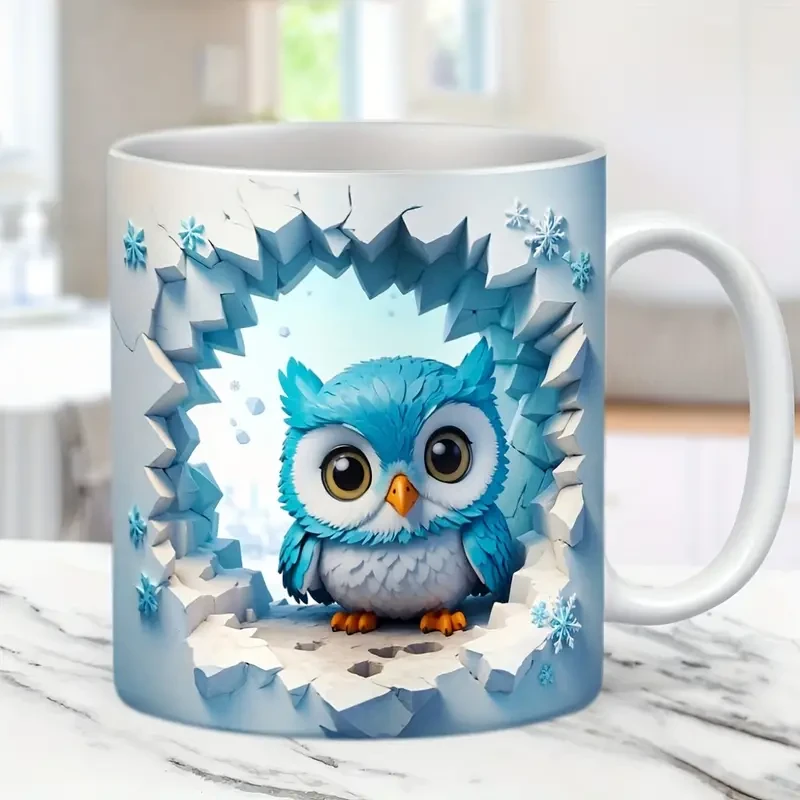 3D Owl Shaped Large Ceramic Reusable Coffee Mug