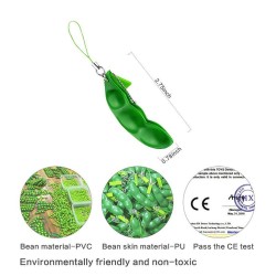 2Pcs Peapod Fidget Toy  Squeeze Bean Edamame Pea Keychain Keyring