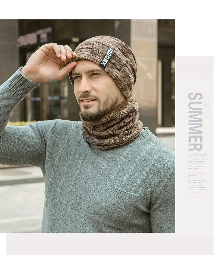 Hat collar set plus velvet knit hatHat collar set plus velvet knit hat