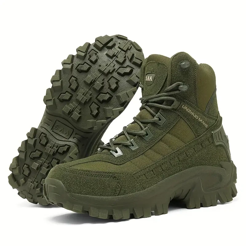 Mens Rugged Solid High Top Military Hiking Shoes - Quick-On Side Zip, Anti-Slip, Ultra-Comfortable & Durable - Perfect Casual Sneakers for Outdoor Adventures