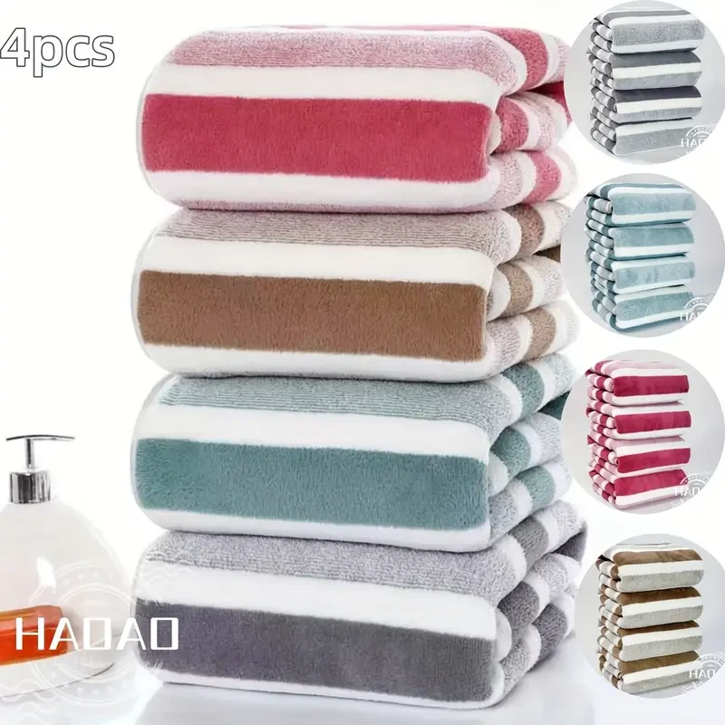 Striped Bath Towel Set Absorbent