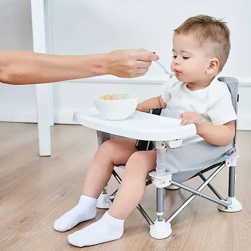 Children's Folding Dining Chair - Portable with Detachable Plate for Easy Feeding