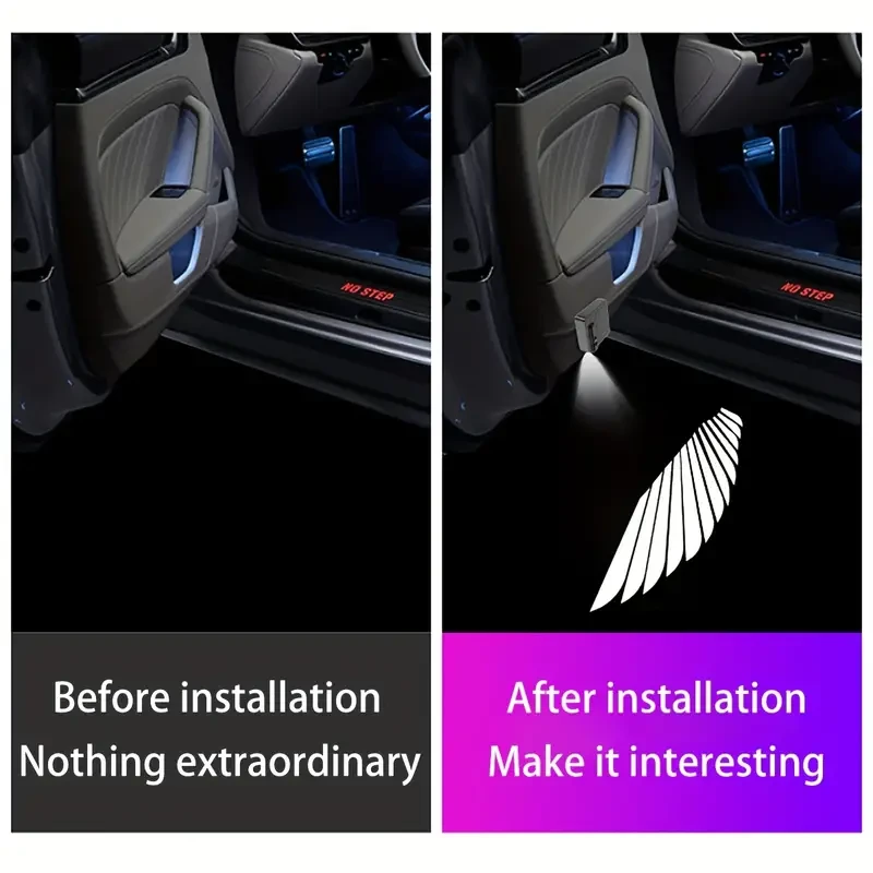 Smart Wireless Car Door Logo Projector - HD Laser Welcome Lamp with Angel Wings
