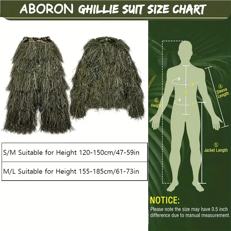 5-in-1 Ghillie Suit - Ultimate Camo for Hunting, CS, Bird Watching & Costumes