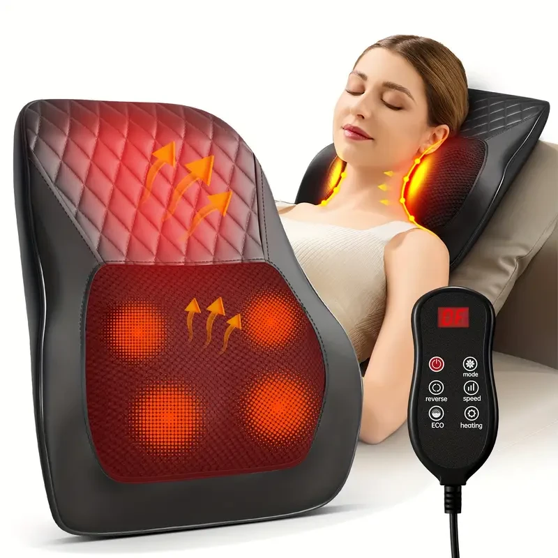 3D Shiatsu Neck & Back Massager Pillow With Heat