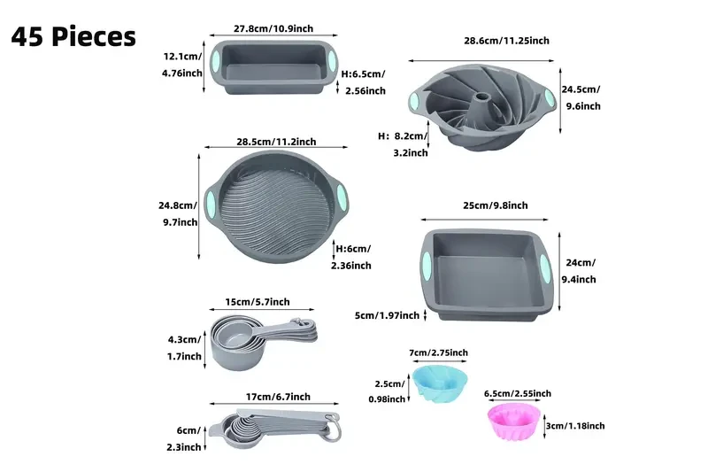 45pcs Silicone Baking Set