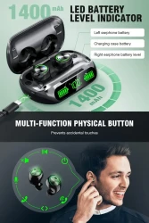 Wireless Earbuds V5.3 Headphones, with Charging Case 200 Hrs Playtime IPX7 Waterproof In-Ear Light-Weight Earphones for Phones and Laptops