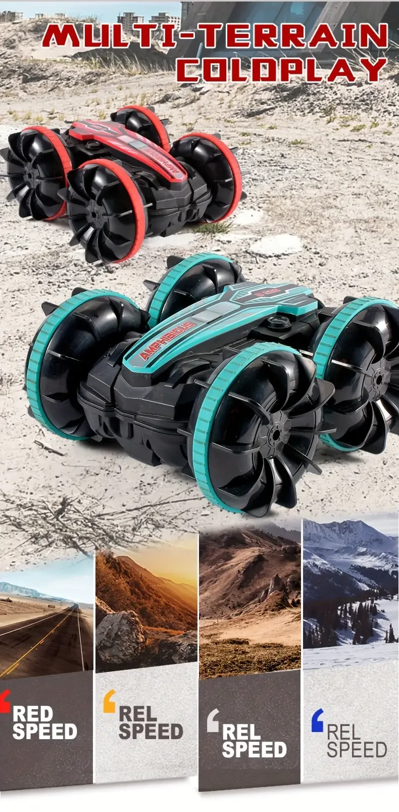 High-Speed 4WD Amphibious RC Car - 360 Drift, All-Terrain, Crash-Resistant, Rechargeable Battery - Perfect Gift for Youngsters on Christmas, Halloween, Thanksgiving