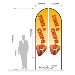 Fish & Chips Double sided print Flag