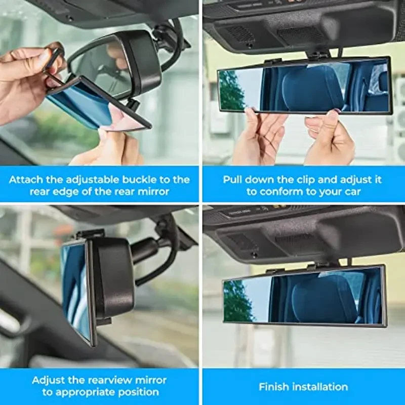 11.81 Inch Panoramic Convex Rear View Mirror - Anti-Glare Wide Angle