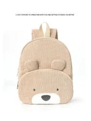 Embroidered Cute Bear Backpack Corduro
