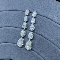 Solid 14K White Gold Pear Cut Full Eternity Necklace (43ctw) & Earrings (9.2ctw)