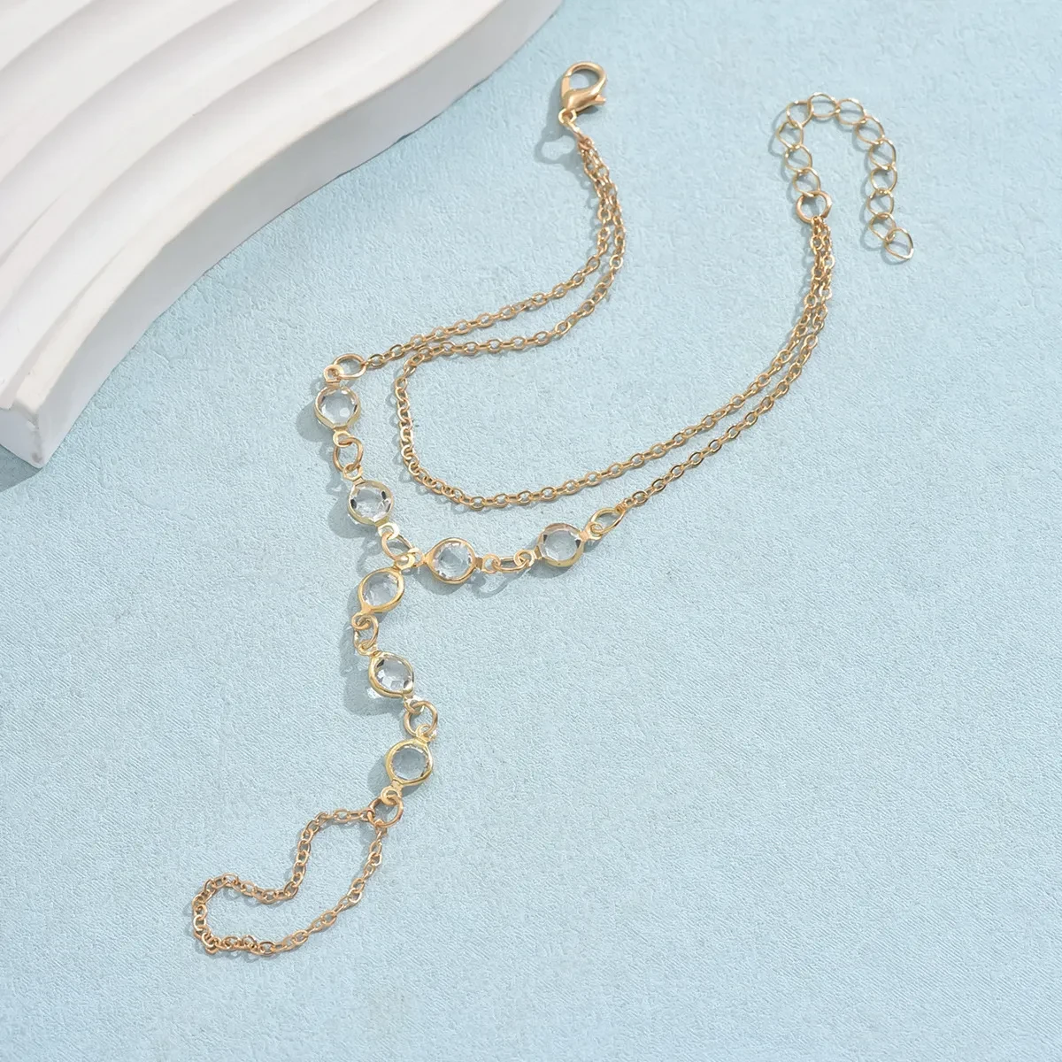 European And American Fashion Minimalist Bracelet Ring Crystal Luxury Mitten-type Bracelet Cross-border Hot Selling Jewelry