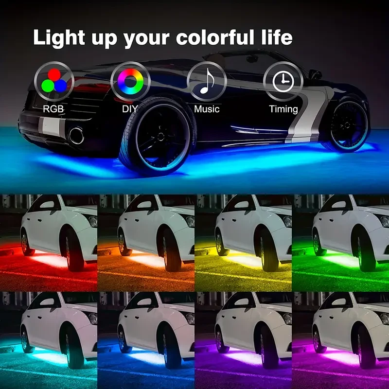 Vibrant Undercar LED Strip Lights - App-Controlled, 16 Million Colors