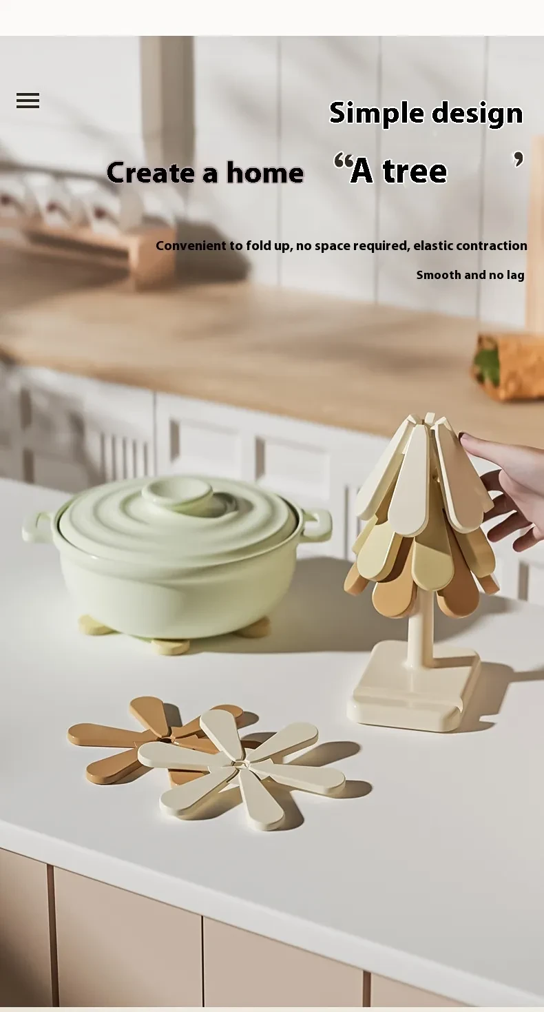 4pcs Silicone Mat Dishes Insulation Pad Tree Shape Trivet Set Coaster For Teapot Hot Pots Halloween Placemats Table Gift Kitchen Gadgets