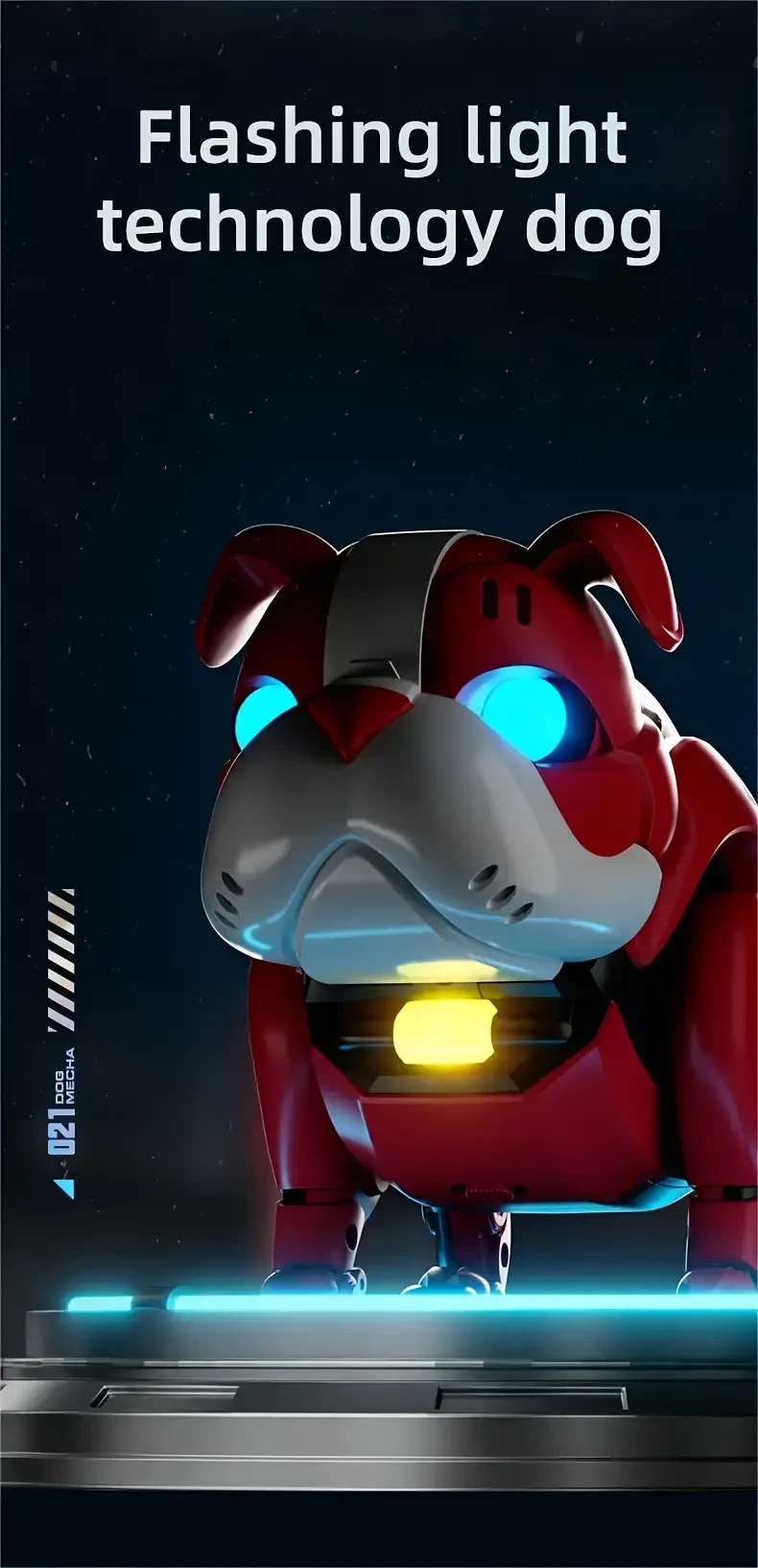 Interactive Colorful Breathing LED Mechanical Dog Toy with Music - Battery-Powered, Educational Early Learning for Youngsters - Perfect Gift for Christmas, Halloween, Thanksgiving