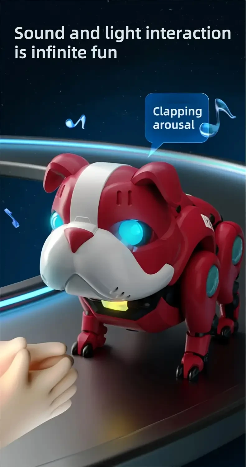 Interactive Colorful Breathing LED Mechanical Dog Toy with Music - Battery-Powered, Educational Early Learning for Youngsters - Perfect Gift for Christmas, Halloween, Thanksgiving