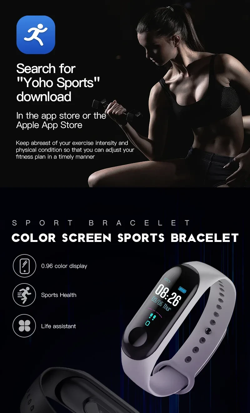 Smart Bracelet Heart Rate, Blood Pressure, and Step Counter
