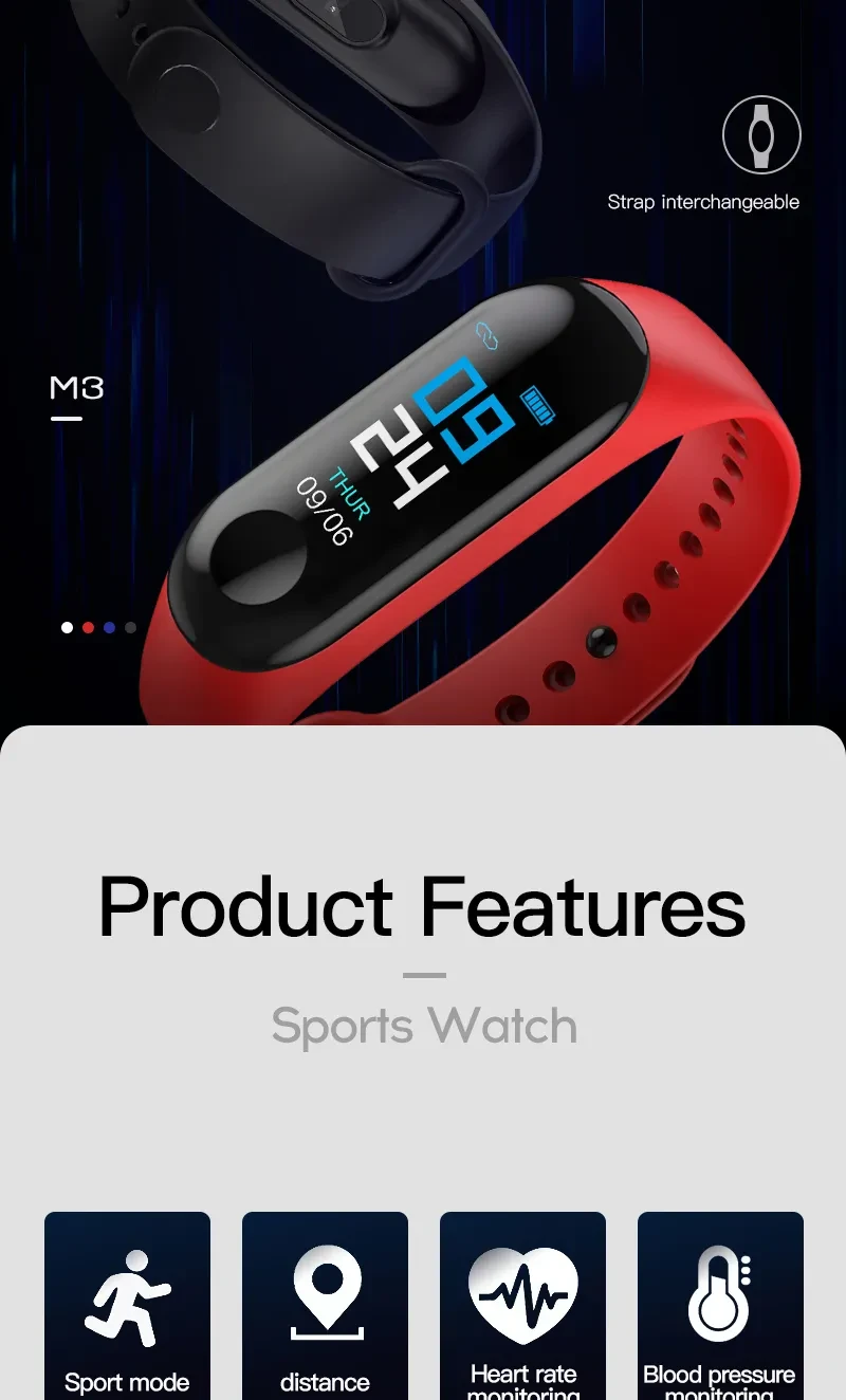 Smart Bracelet Heart Rate, Blood Pressure, and Step Counter