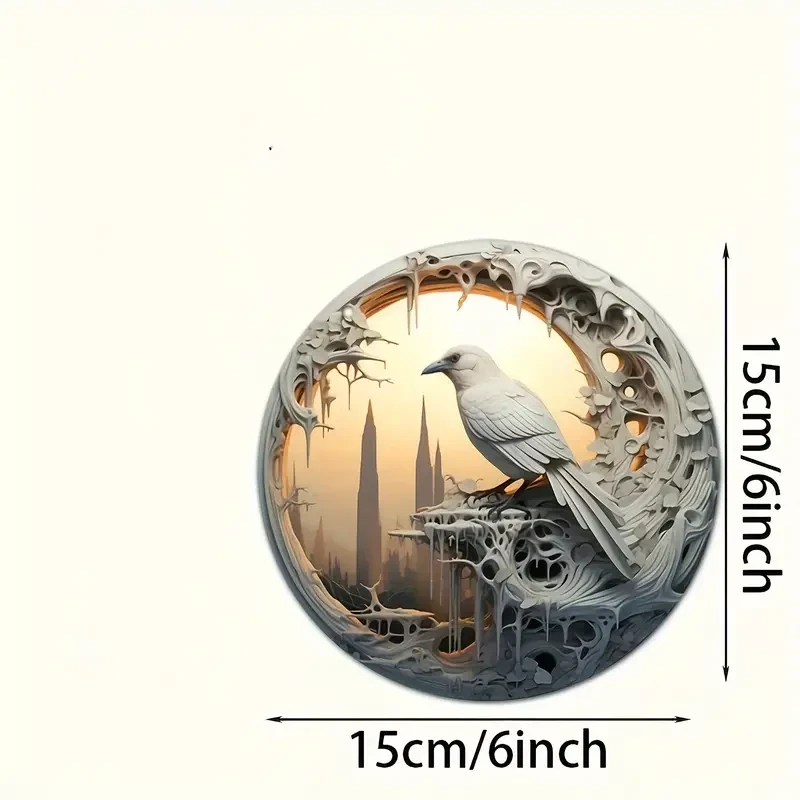 Elegant White Crow Suncatcher