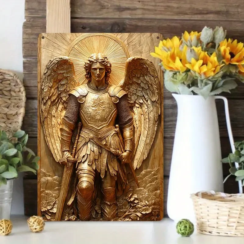 Golden Archangel Michael Aluminum Wall Art