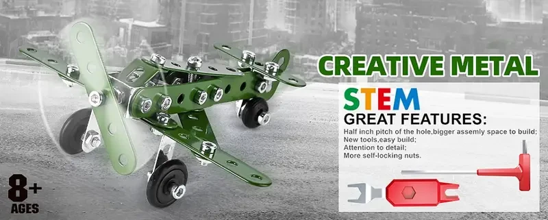 166pcs Metal Building Military Series Assembly Toys For Kids, Erector Set Military Vehicles Model, Steam Gift For Model Military Kit (No Motor), Halloween/Thanksgiving Day/Christmas gift