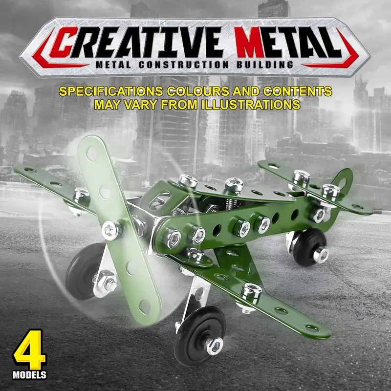 166pcs Metal Building Military Series Assembly Toys For Kids, Erector Set Military Vehicles Model, Steam Gift For Model Military Kit (No Motor), Halloween/Thanksgiving Day/Christmas gift