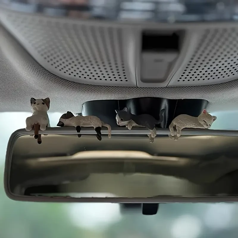 4pcs Set of Adorable Cartoon Cat Car Dashboard Decorations