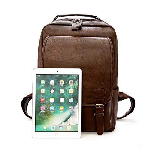 Vintage Business Zip Flap Leather Backpack