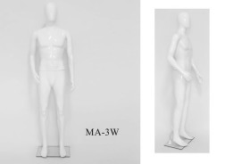 Mannequin - Male Full Body with Head 185cm GLOSSY WHITE METAL BASE