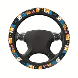 38.1cm Non-Slip Steering Wheel Cover - Breathable, Sun-Protective Polyester