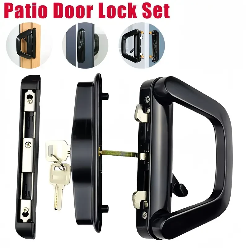 Glass Patio Sliding Door Lock Handle Set - Security Hardware with Key