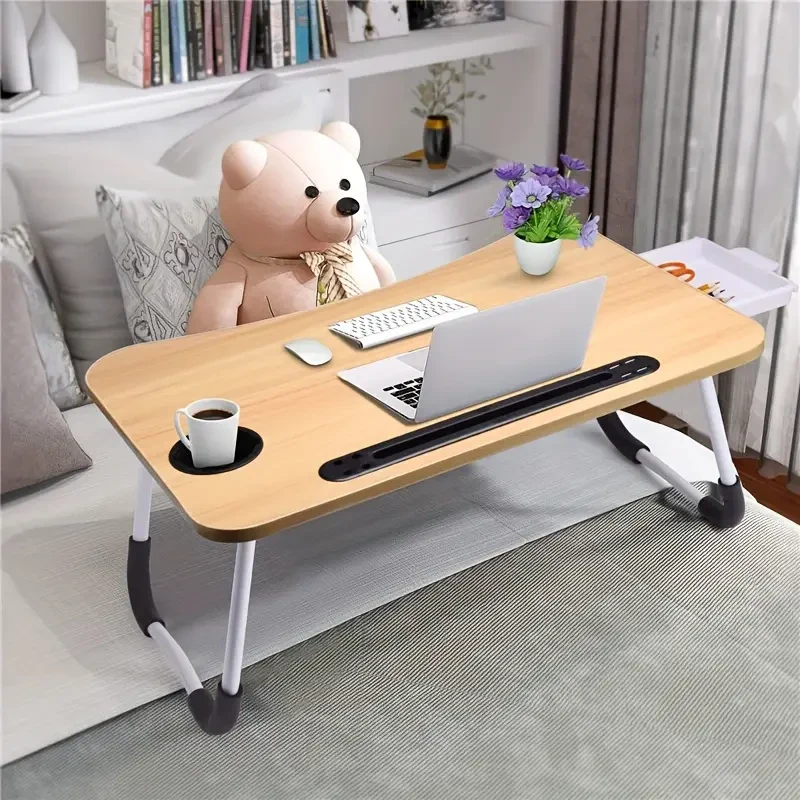 Laptop Desk Laptop Bed Stand Foldable Laptop Table Folding Breakfast Tray Portable Lap Standing Desk Reading And Writing Holder With Drawer For Bed Couch Sofa Floor