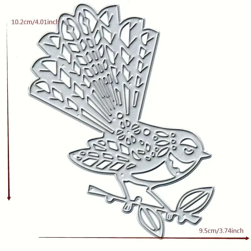 Silvery Carbon Steel Bird & Floral Cutting Dies  10.16x9.4cm Embossing Stencil Set