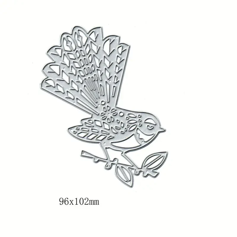 Silvery Carbon Steel Bird & Floral Cutting Dies  10.16x9.4cm Embossing Stencil Set
