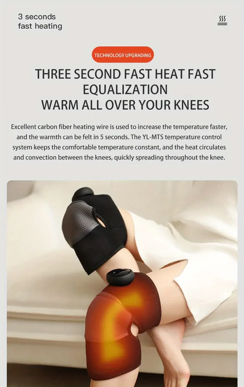 Relax And Rejuvenate With This 3-in-1 Heated Knee Massager Brace Wrap - Vibrating Heat Pad For Knee, Elbow, And Shoulder Pain Relief!
