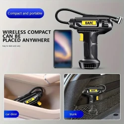 Portable Wireless Tire Inflator Pump with Pressure Gauge & LED Light - USB Rechargeable, Ideal for Cars, Motorcycles & Bicycles