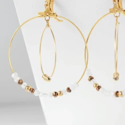 New Ring Earrings Wholesale Simple Natural Stone Pendant Earrings Ear Buckles