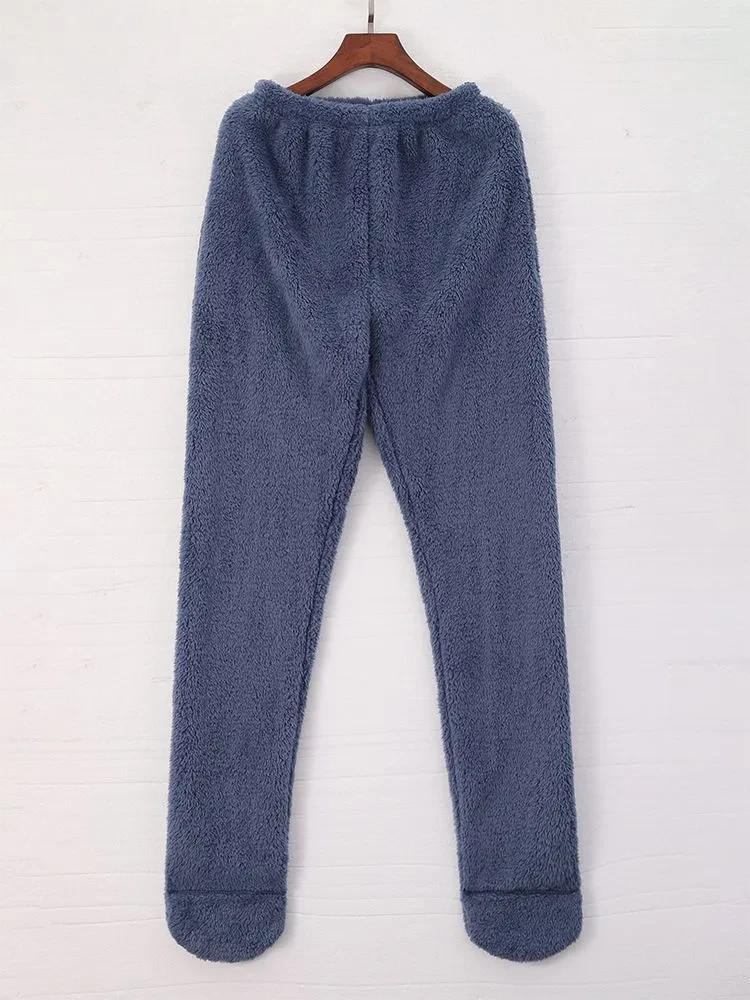 Women Coral Fleece Socks Leggings Winter Warm Sleepwear Ankles Knees Guard Women Home Pants Thick Pajamas Pant