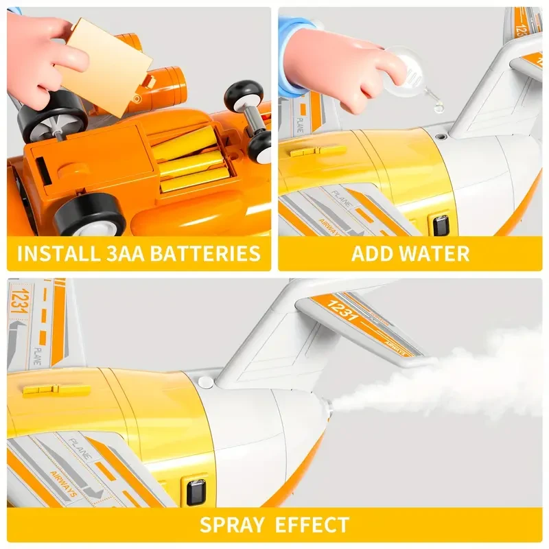 Large Transport Spray Airplane Toys for 3 Year Old - Includes 10 Vehicle Cars