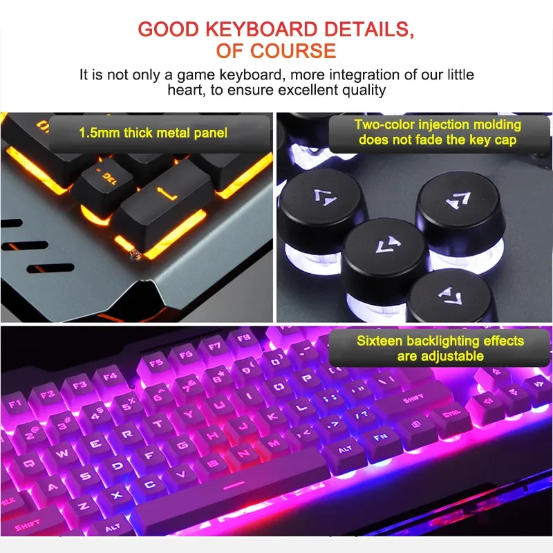 ErgonomicWired Gaming Keyboard with RGB Backlight Phone Holder