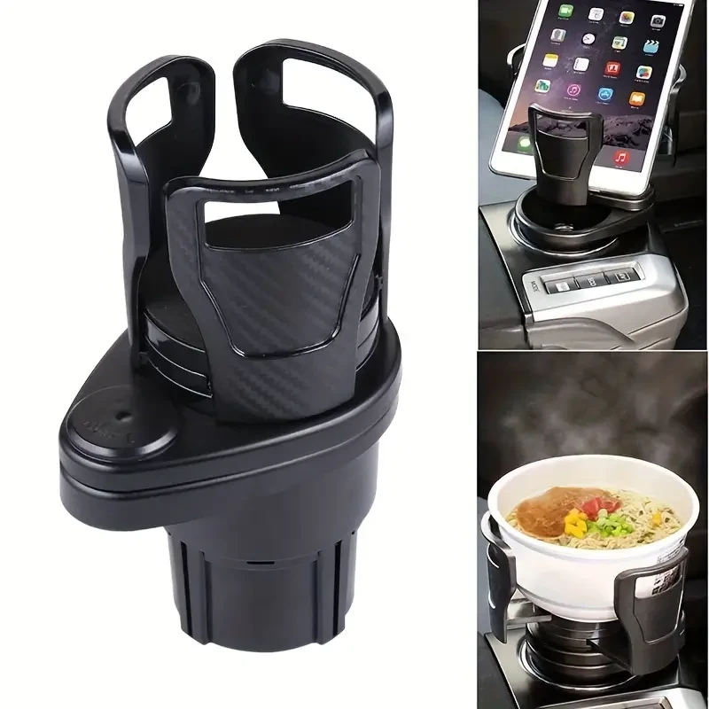 Adjustable Dual Cup Holder Expander with Phone Holder & Aromatherapy Organizer