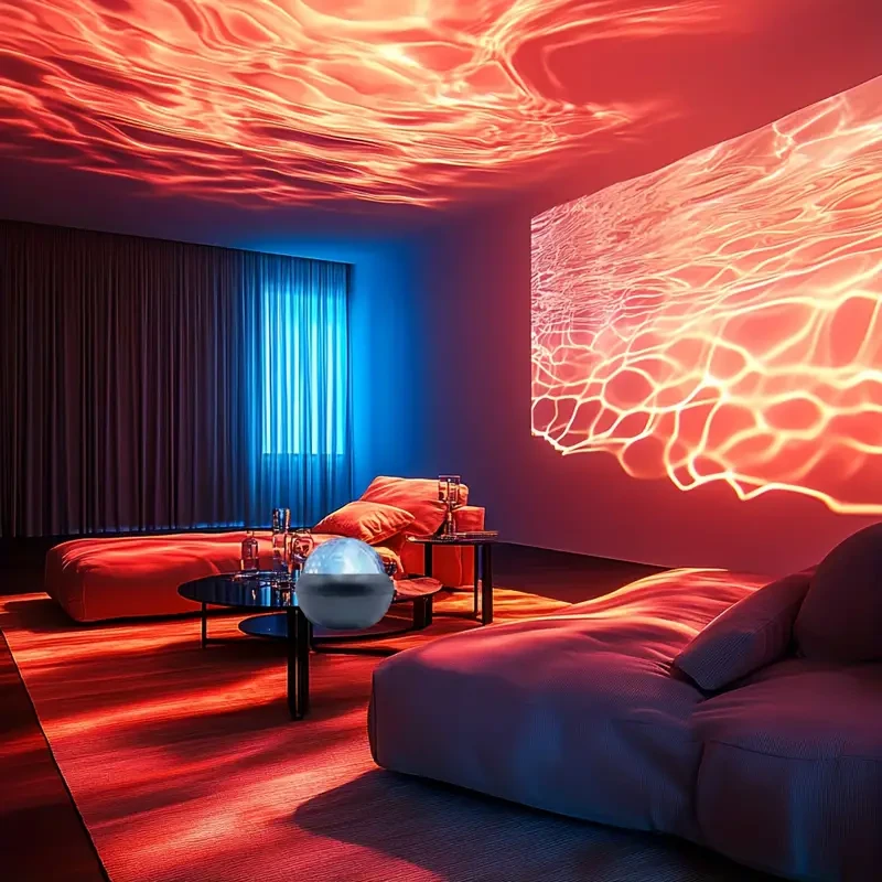 Black LED Water Ripple Projector  Multi-Color USB Crystal Ball Night Light