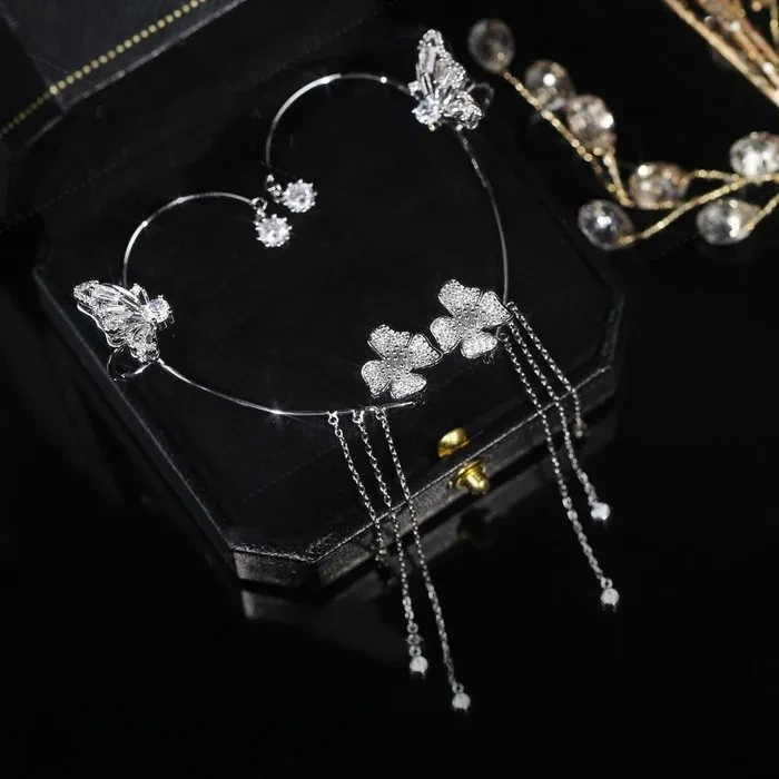 Butterfly tassel style earrings